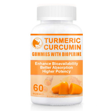 98% Organic  Black Pepper Organic Ginger 200MG Turmeric Curcumin  Vegan Gummies Capsule